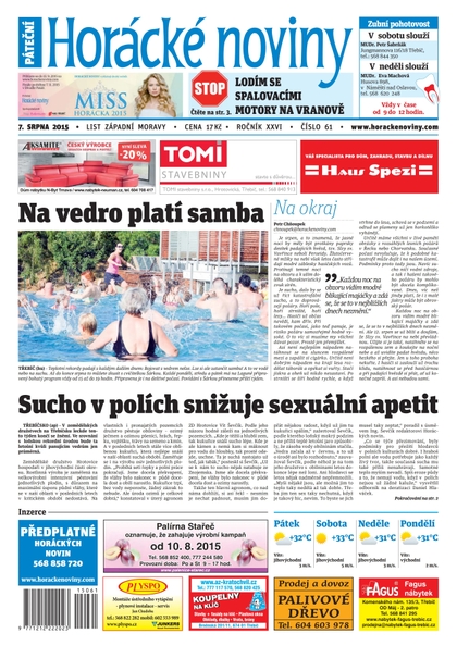 E-magazín Horácké Noviny Pátek 7.8.2015 č. 61 - Horácké noviny