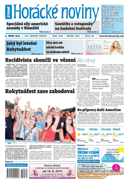 E-magazín Horácké Noviny Úterý 4.8.2015 č. 60 - Horácké noviny