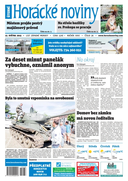 E-magazín Horácké Noviny úterý12.5.2015 č. 36 - Horácké noviny