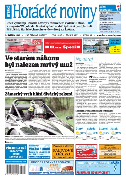 E-magazín Horácké Noviny úterý 5.5.2015 č. 35 - Horácké noviny