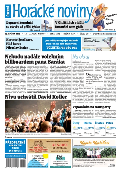 E-magazín Horácké Noviny úterý 19.5.2015 č. 38 - Horácké noviny