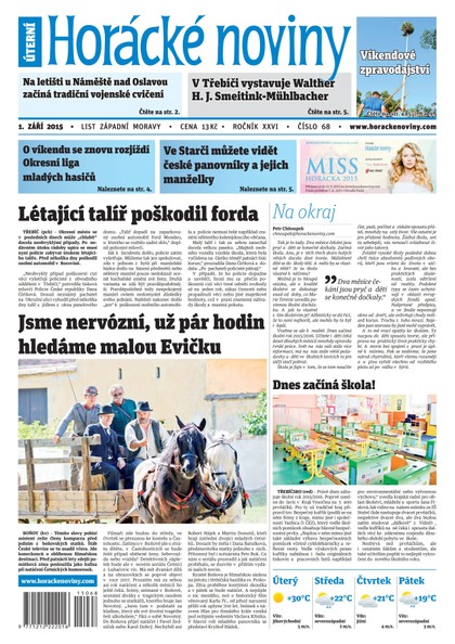 E-magazín Horácké Noviny Úterý 1.9.2015 č. 68 - Horácké noviny