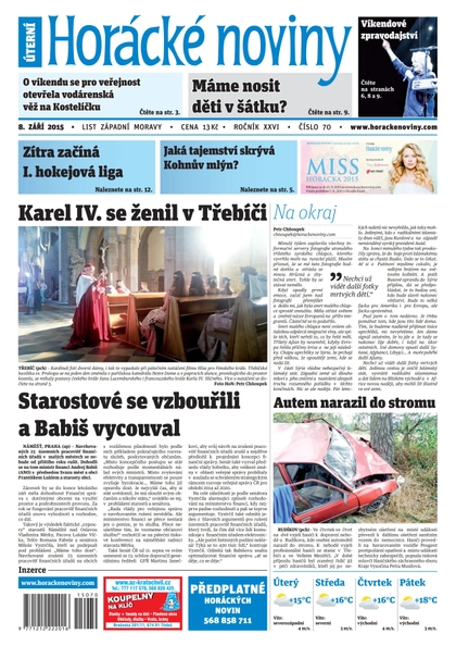 E-magazín Horácké Noviny Úterý 8.9.2015 č. 70 - Horácké noviny