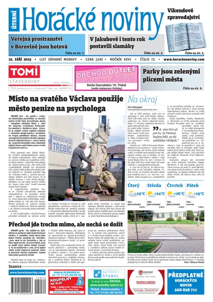 E-magazín Horácké Noviny Úterý 15.9.2015 č. 72 - Horácké noviny