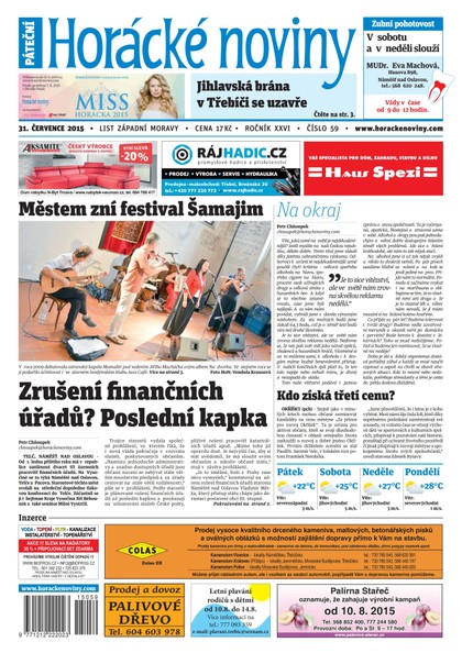 E-magazín Horácké Noviny Pátek 31.7.2015 č. 59 - Horácké noviny