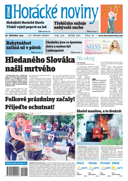 E-magazín Horácké Noviny Úterý 28.7.2015 č. 58  - Horácké noviny