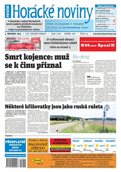E-magazín Horácké Noviny Pátek 3.7.2015 č. 51 - Horácké noviny