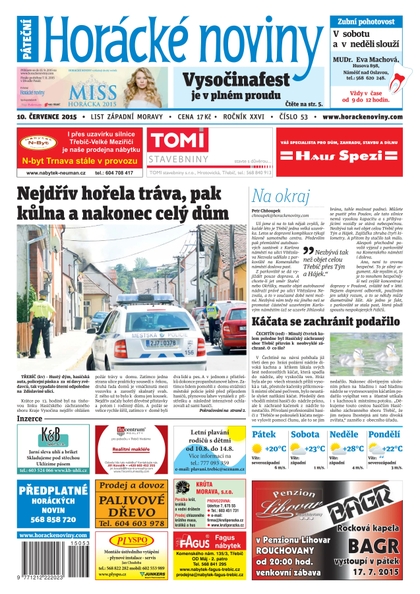 E-magazín Horácké Noviny Pátek 10.7.2015 č. 53 - Horácké noviny