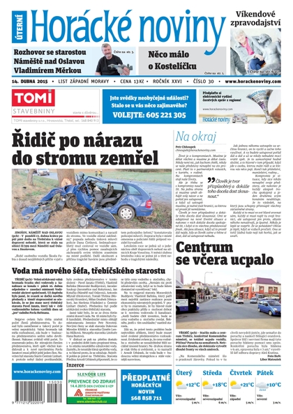 E-magazín Horácké Noviny úterý 14. 4. 2015 č.30 - Horácké noviny