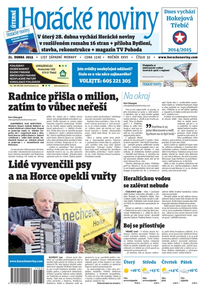 E-magazín Horácké Noviny úterý 21.4.2015 č. 32 - Horácké noviny