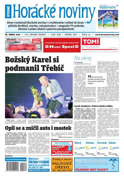 E-magazín Horácké Noviny úterý 28.4.2015 č. 34 - Horácké noviny