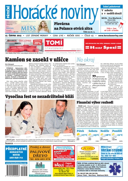 E-magazín Horácké Noviny Pátek 12.6.2015 č. 45 - Horácké noviny