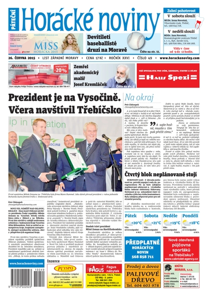 E-magazín Horácké Noviny Pátek 26.6.2015 č. 49 - Horácké noviny