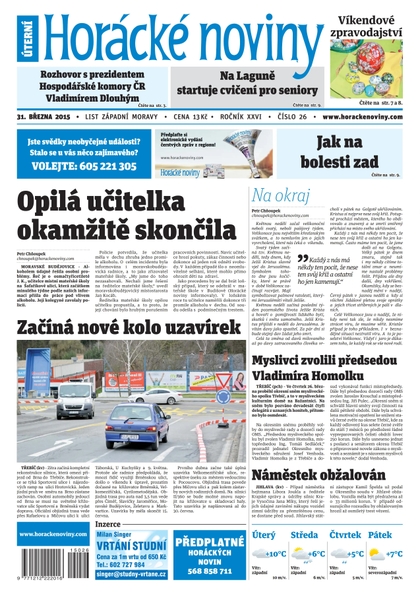 E-magazín Horácké Noviny úterý 31. 3. 2015 č. 26 - Horácké noviny