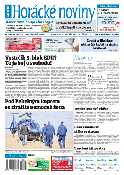 E-magazín Horácké Noviny pátek 27.3.2015 č. 25 - Horácké noviny
