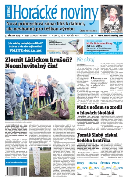 E-magazín Horácké Noviny úterý 3.3.2015 č. 18 - Horácké noviny