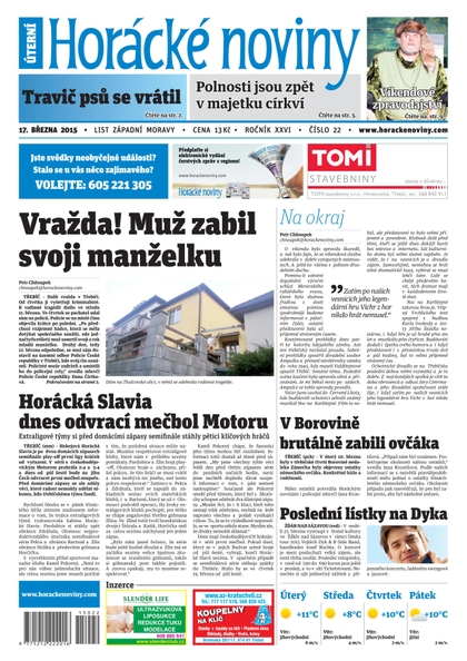 E-magazín Horácké Noviny úterý 17.3. 2015 č. 22 - Horácké noviny