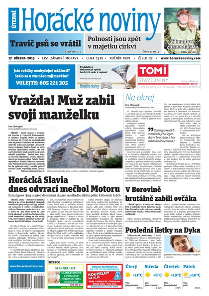 E-magazín Horácké Noviny úterý 17.3. 2015 č. 22 - Horácké noviny