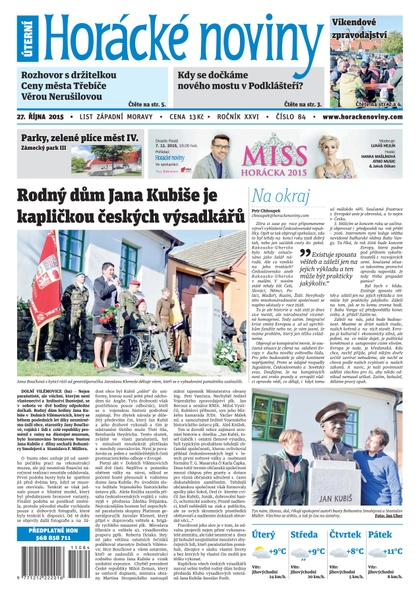 E-magazín Horácké Noviny Úterý 27.10.2015 č. 84 - Horácké noviny