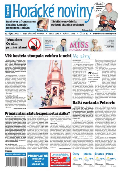 E-magazín Horácké Noviny Úterý 20.10.2015 č. 82  - Horácké noviny