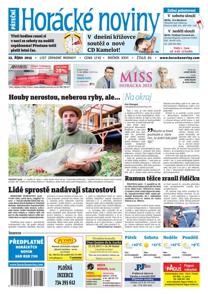 E-magazín Horácké Noviny Pátek 23.10.2015 č. 83 - Horácké noviny
