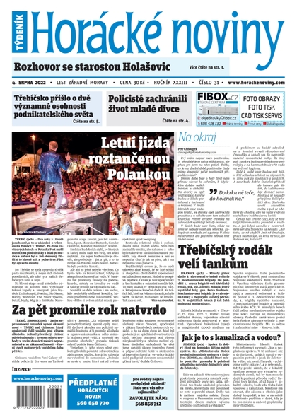 E-magazín Horácké Noviny Čtvrtek 4.8.2022 č. 031 - Horácké noviny