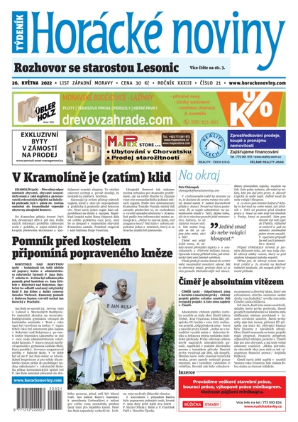 E-magazín Horácké Noviny Čtvrtek 26.5.2022 č. 021 - Horácké noviny