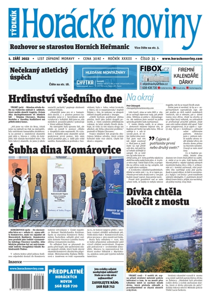 E-magazín Horácké Noviny Čtvrtek 1.9.2022 č. 035 - Horácké noviny