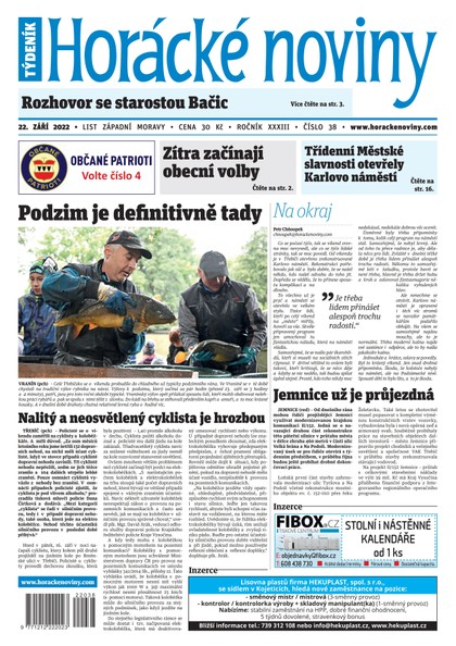 E-magazín Horácké Noviny Čtvrtek 22.9.2022 č. 038 - Horácké noviny