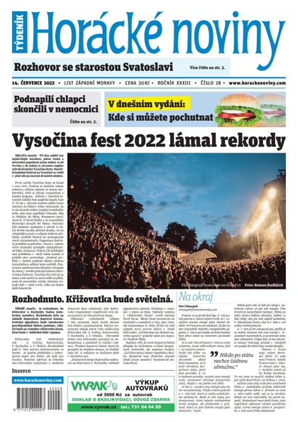 E-magazín Horácké Noviny Čtvrtek 14.7.2022 č. 028 - Horácké noviny