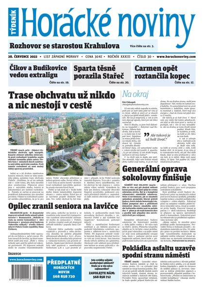 E-magazín Horácké Noviny Čtvrtek 28.7.2022 č. 030 - Horácké noviny