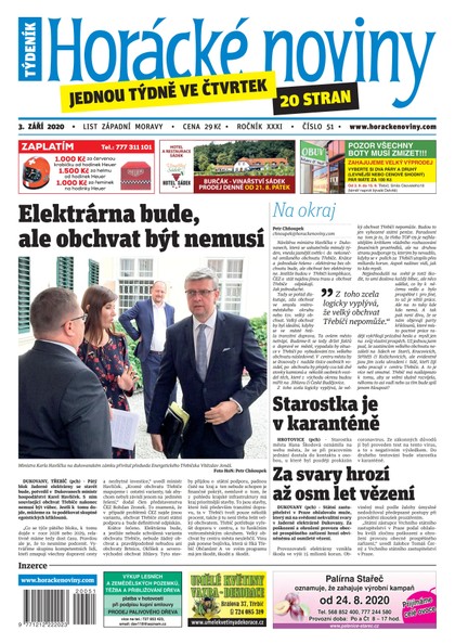 E-magazín Horácké Noviny Čtvrtek 3.9.2020 č. 051 - Horácké noviny