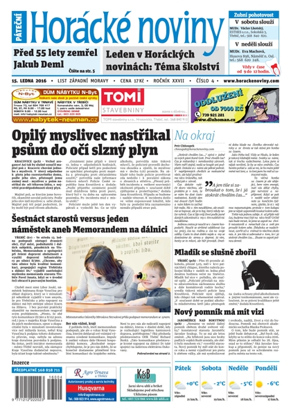 E-magazín Horácké Noviny Pátek 15.1.2016 č. 004 - Horácké noviny
