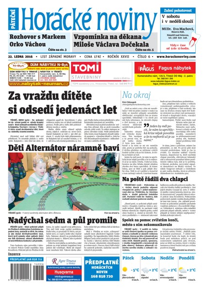E-magazín Horácké Noviny Pátek 21.1.2016 č. 006 - Horácké noviny