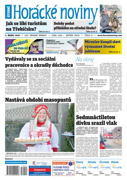 E-magazín Horácké Noviny Úterý 2.2.2016 č. 009 - Horácké noviny