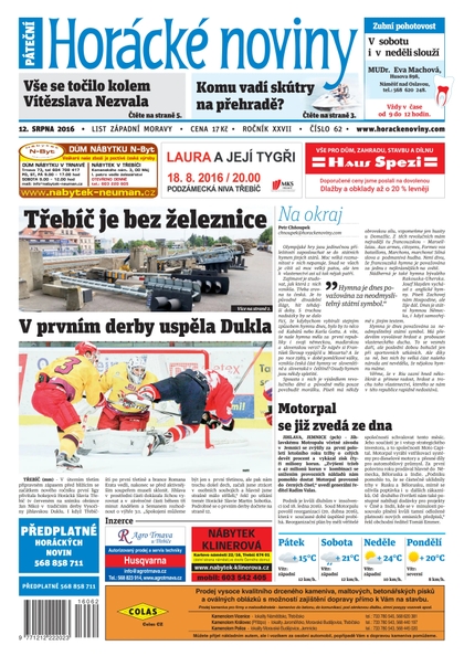 E-magazín Horácké Noviny Pátek 12.8.2016 č. 062 - Horácké noviny