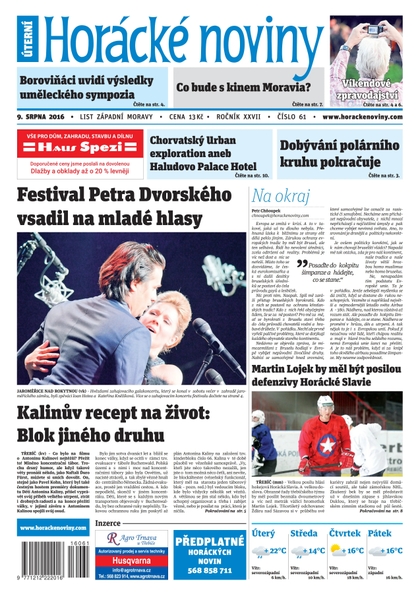 E-magazín Horácké Noviny Úterý 9.8.2016 č. 61 - Horácké noviny