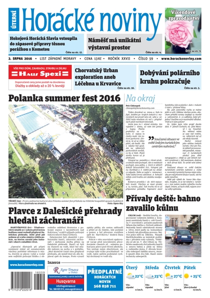 E-magazín Horácké Noviny Úterý 2.8.2016 č. 59 - Horácké noviny