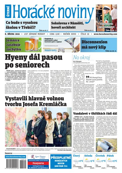 E-magazín Horácké Noviny Úterý 8.3.2016 č. 019 - Horácké noviny