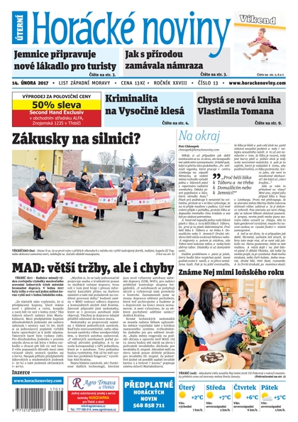 E-magazín Horácké Noviny Úterý 14.2.2017 č.013 - Horácké noviny
