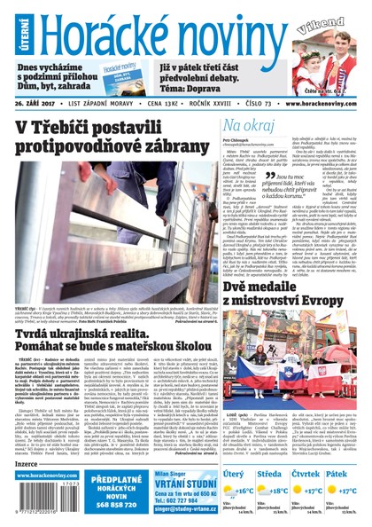 E-magazín Horácké Noviny Úterý 26.9.2017 č. 073 - Horácké noviny