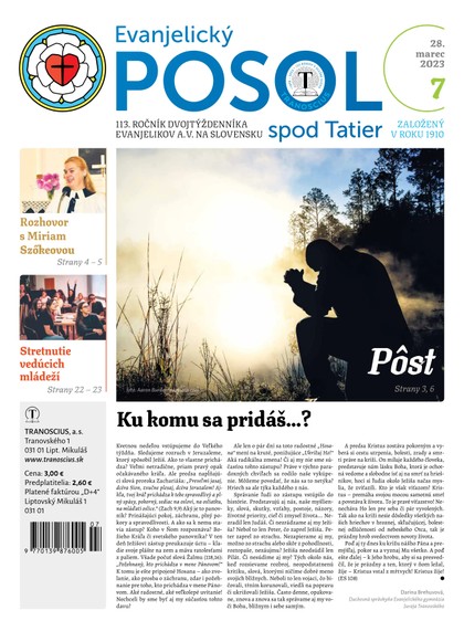 E-magazín Evanjelický posol spod Tatier 07/2023 - TRANOSCIUS a.s.