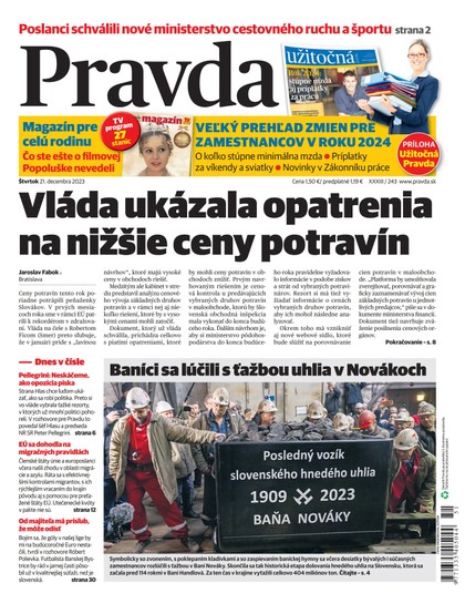 E-magazín Denník Pravda 21. 12. 2023 - OUR MEDIA SR a. s.