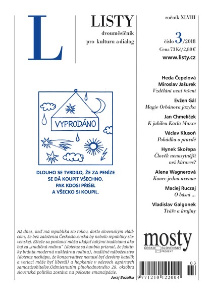 E-magazín Listy 3/2018 - Listy, dvouměsíčník pro kulturu a dialog