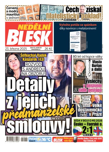 E-magazín NEDĚLNÍ BLESK - 23.03.2025 - CZECH NEWS CENTER a. s.