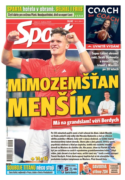 E-magazín Sport - 01.04.2025 - CZECH NEWS CENTER a. s.
