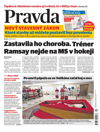 E-magazín Denník Pravda 23. 4. 2025 - OUR MEDIA SR a. s.