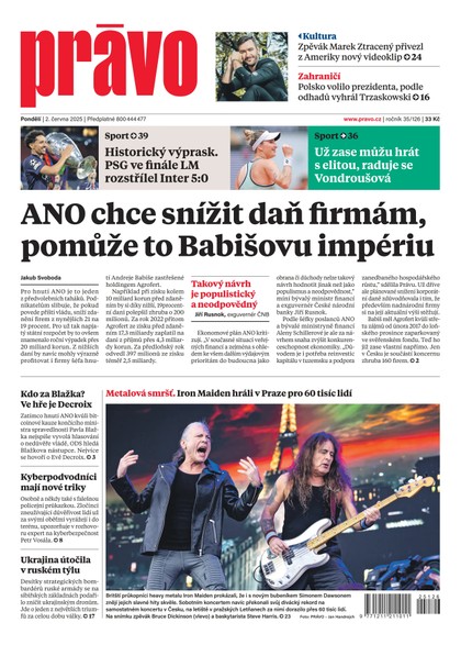 E-magazín Deník Právo - 2.6.2025 - Borgis, a.s.