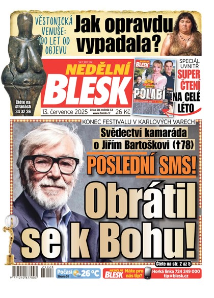 E-magazín NEDĚLNÍ BLESK - 13.07.2025 - CZECH NEWS CENTER a. s.