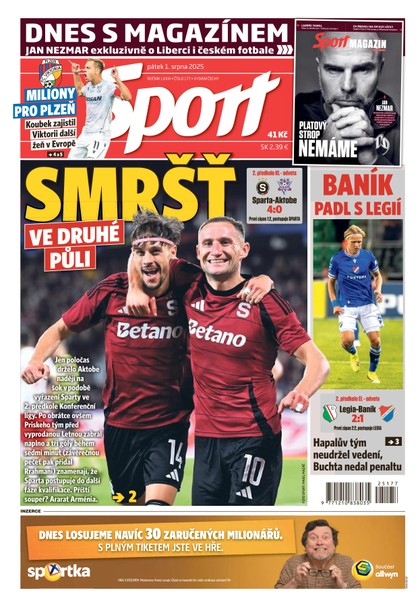 E-magazín Sport - 01.08.2025 - CZECH NEWS CENTER a. s.